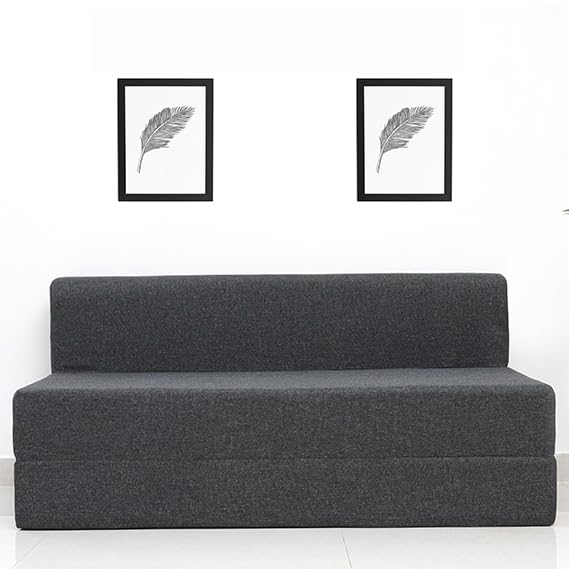 1 (4) Sofa Com Bed/Mattress -Jute Fabric Washable Cover with Cushion - Grey - Image 3