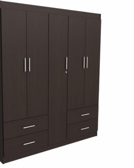 Engineered Wood Wardrobe 5 Doors 4 Drawers, White Color, Suitable For Bedroom, Laundry Room, Closet, Garage,