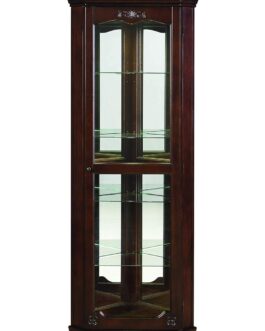 5-shelf Corner Cabinet with Acanthus Leaf Top Golden Brown and Clear