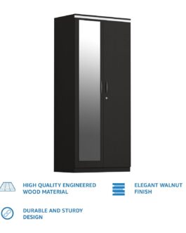2 Door Engineered Wood Wardrobe with Drawer and Full Mirror